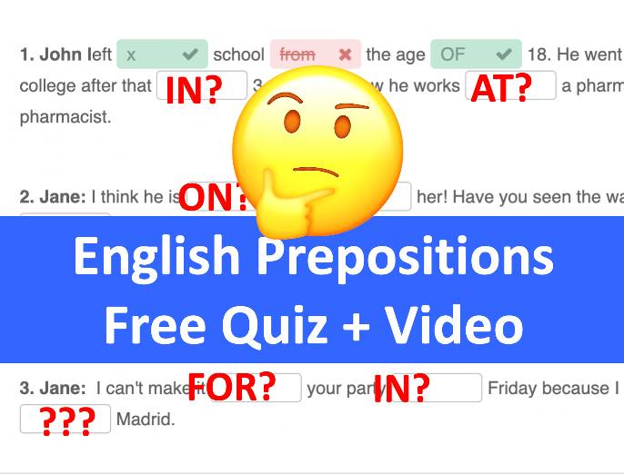 Free English Preposition Writing Quiz + Video English Lesson